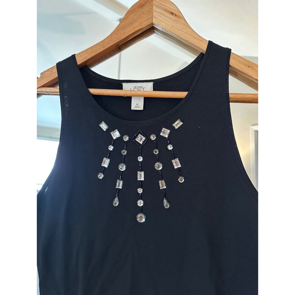 Loft Black Rhinestone Tank Top Medium - Picture 4 of 4